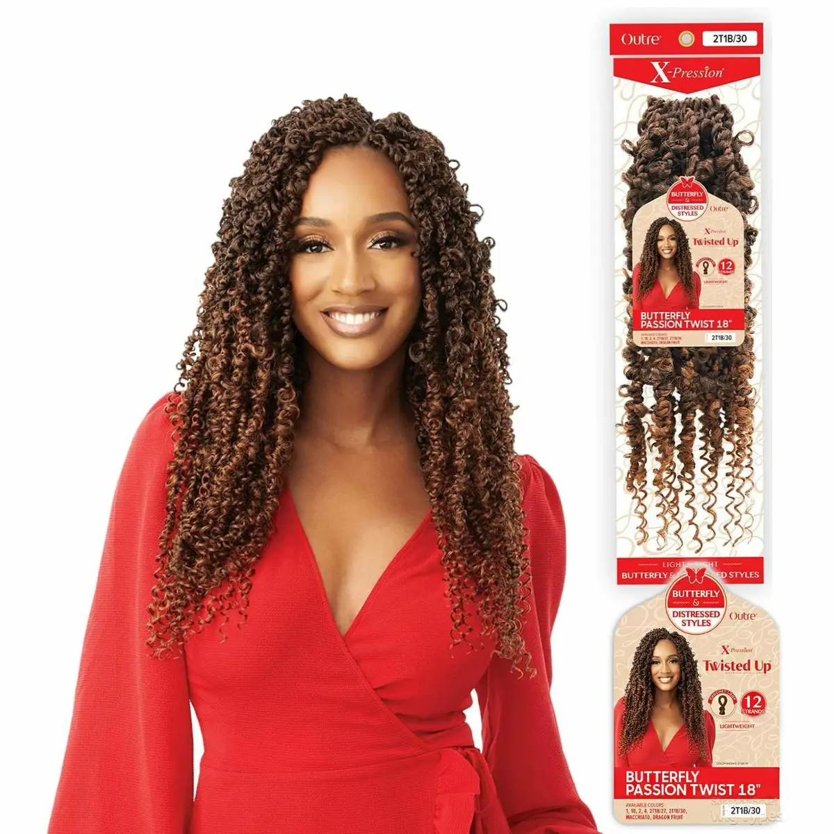 Outre: Xpression Twisted Up Butterfly Passion Twist 18" Crochet Braids 1