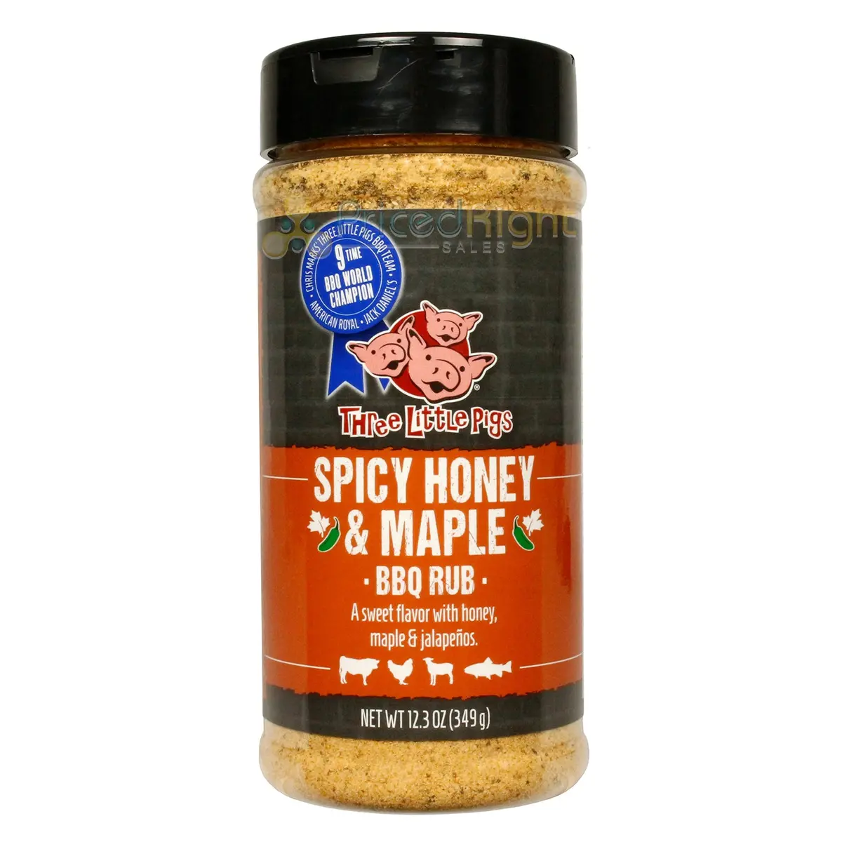 Three Little Pigs Spicy Honey & Maple Bbq Rub Sweet Heat Chicken Pork 12.3Oz 1