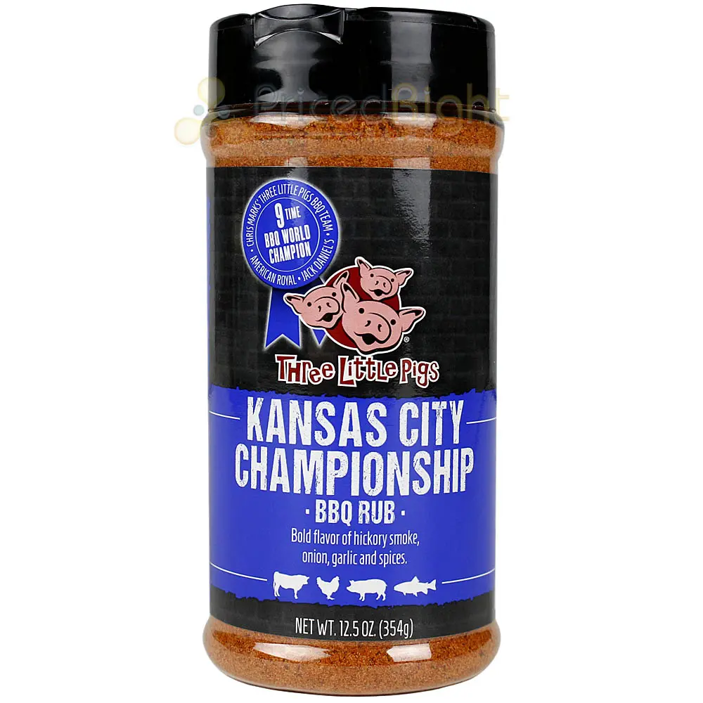Three Little Pigs Kansas City Championship Bbq Rub 12.5 Oz Bottle Hickory Smoke 1