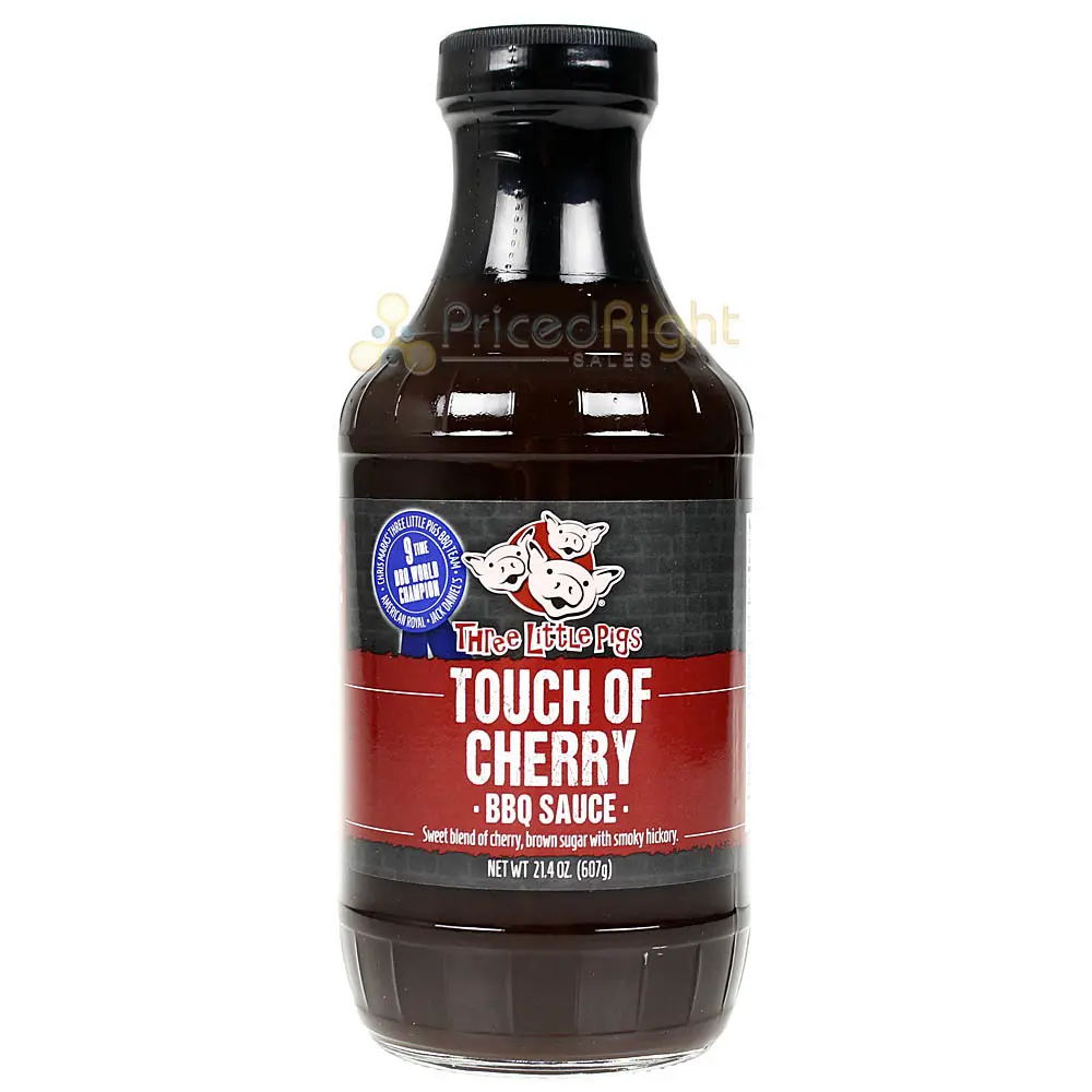 Three Little Pigs Touch Of Cherry Bbq Sauce Sweet Smoky Hickory 21.4 Oz Bottle 1
