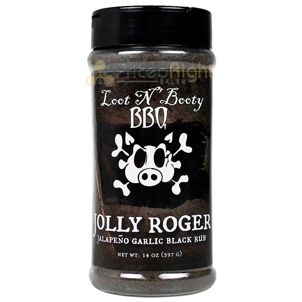 Loot N' Booty Bbq Jolly Roger Jalapeno Garlic Black Rub 14 Oz Bottle 1