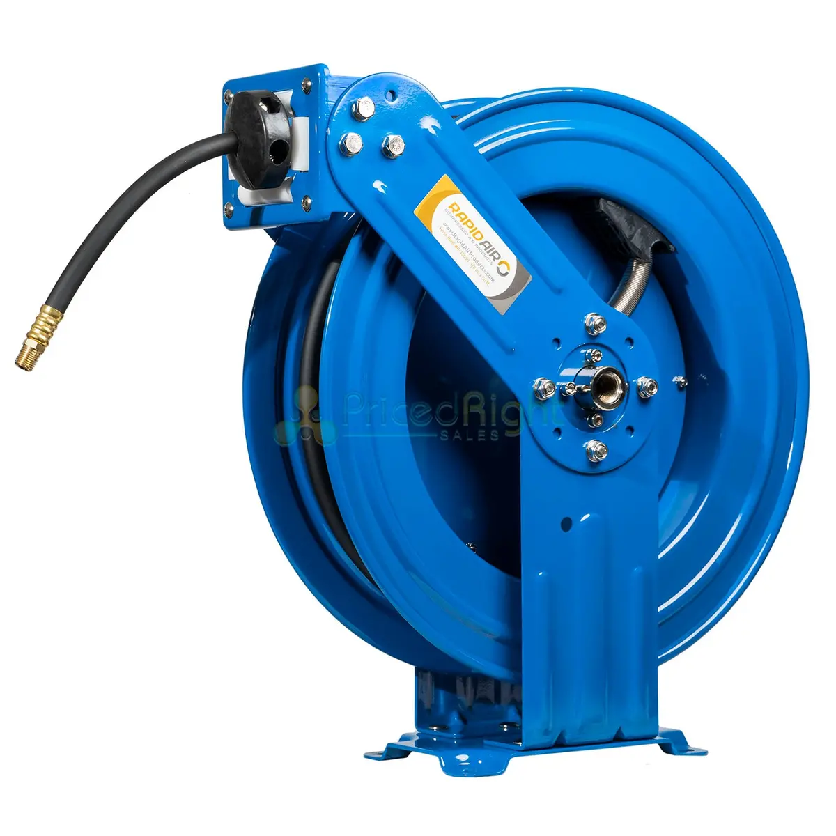 Rapidair 3/8" X 50' Dual Arm Steel Hose Reel 1/2" Inlet 1/4" Outlet R-03050 1