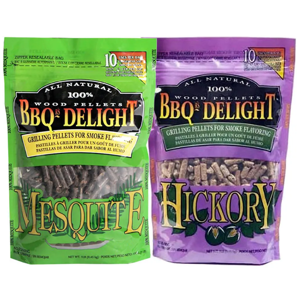 Bbqr's Delight 2 Pack Mesquite & Hickory Natural Wood Grilling Pellets 1Lb Bags 1