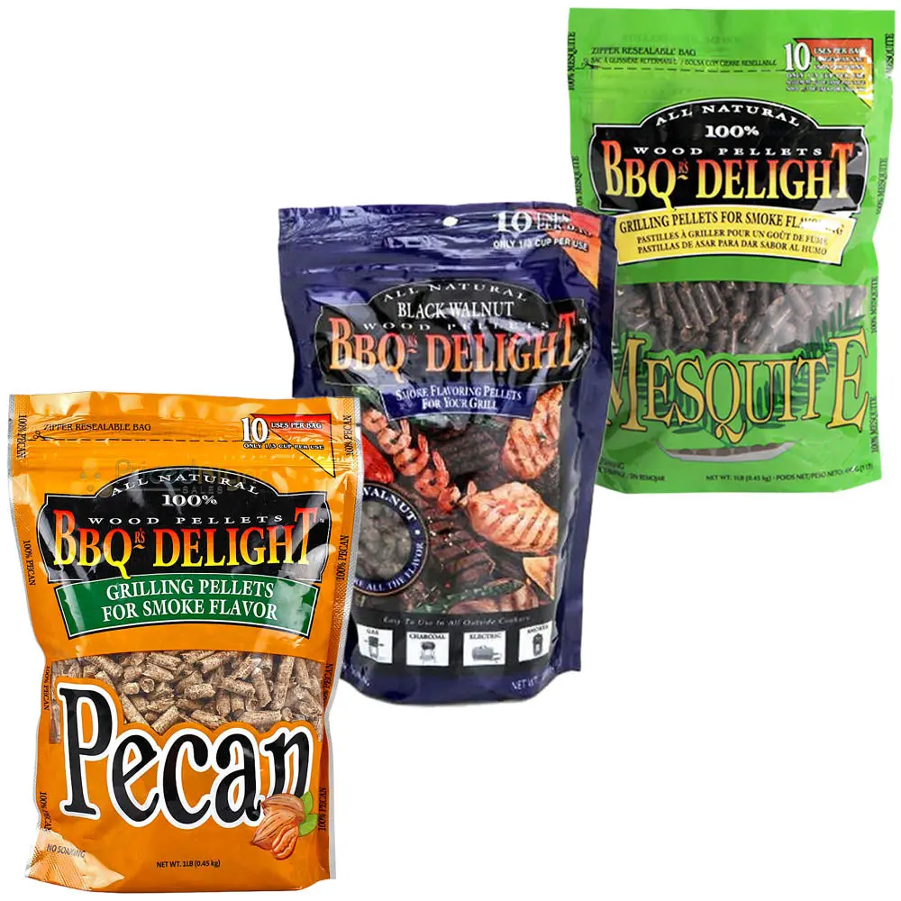 Bbqr's Delight 3 Pack Pecan Black Walnut Mesquite Wood Pellets 3 X 1Lb Bags 1