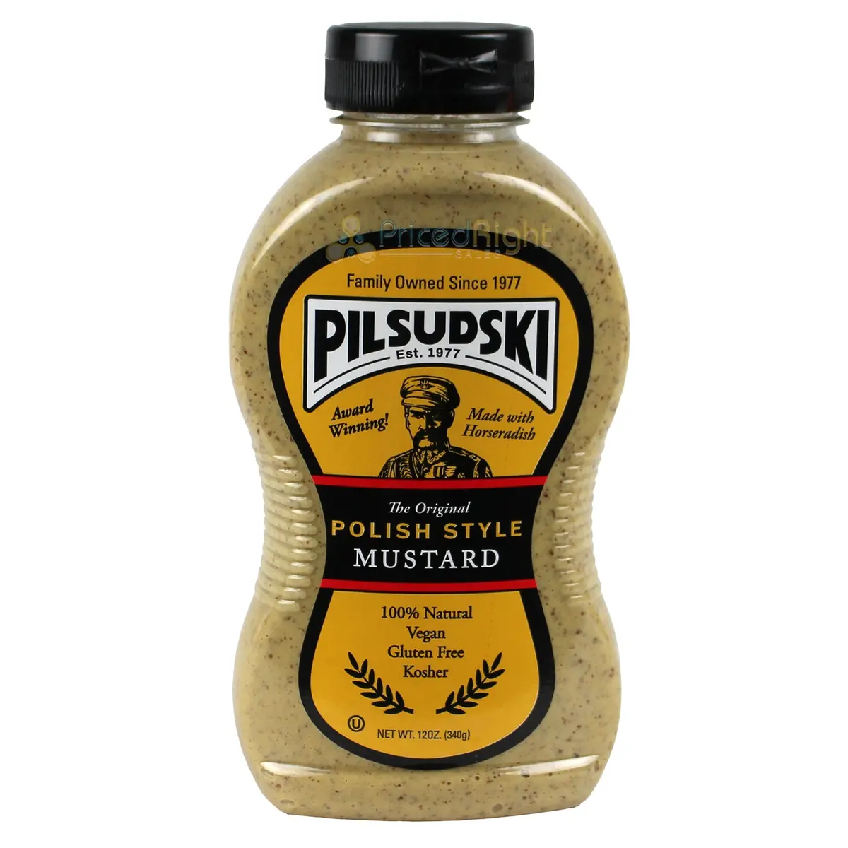 Pilsudski Polish Style Mustard 12 Oz With Horseradish Vegan Gluten Free Kosher 1