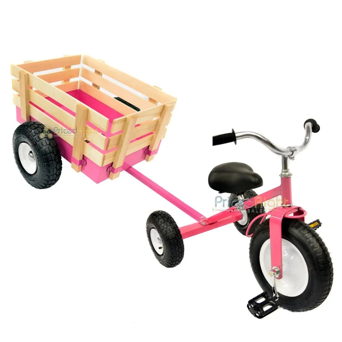 Pink Tricycle With Wagon Set Pull Along Trike Toy Outdoors Kids Exercise Valley 1