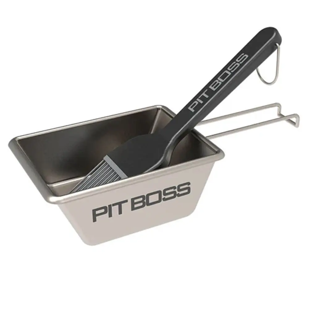 Pit Boss Griddle Sauce Pot & Brush Stainless Steel Silicon And Plastic 1