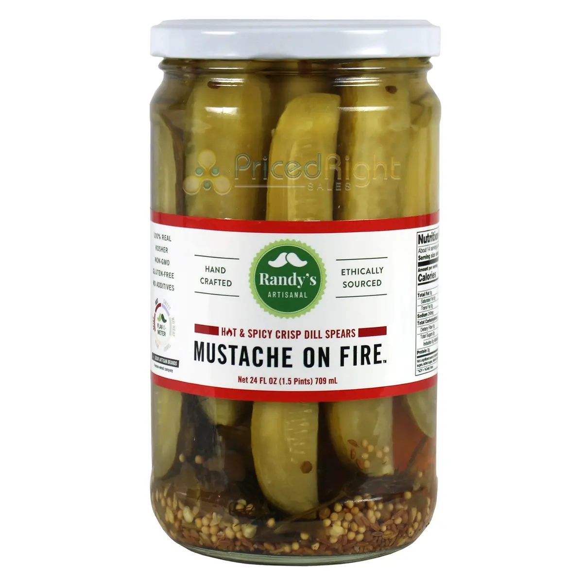 Randy's Pickles Mustache On Fire Pickle Spears 24 Oz Gluten Free Kosher Pkl0004c 1
