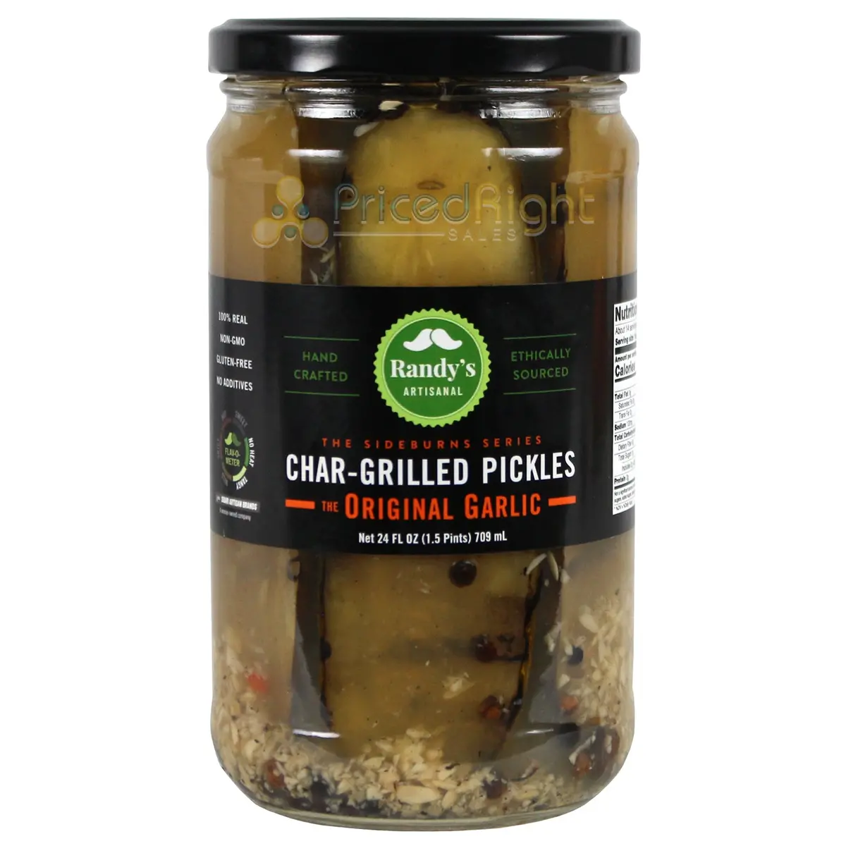 Randy's Pickles Sideburn Char-Grilled Pickles 24 Oz Gluten Free Non Gmo Pkl0007c 1