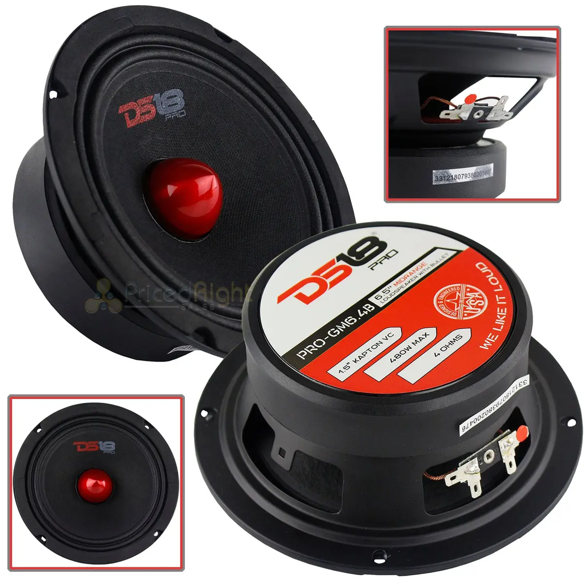 Ds18 6.5" Inch Midrange Loudspeaker 480 Watt Max Red Bullet 4 Ohm Pro-Gm6.4B 1