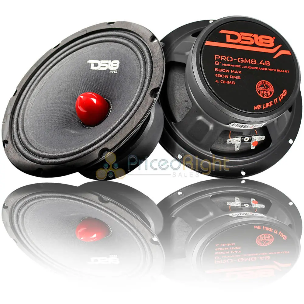 2 Pack Ds18 8" Inch Midrange Loudspeaker 580 Watt Max Bullet 4 Ohm Pro-Gm8.4B 1