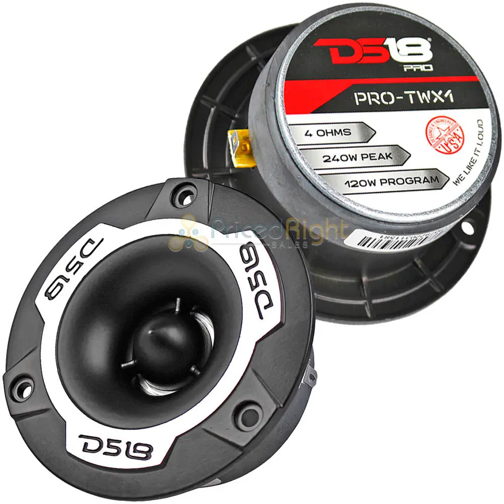 Ds18 Aluminum Super Bullet Tweeter 240W Max With Built In Crossover Pair Silver 1
