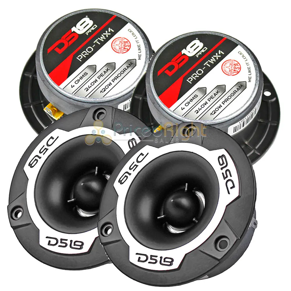 4 Ds18 Aluminum Super Bullet Tweeters Silver 240W Max Built In Crossover 2 Pair 1