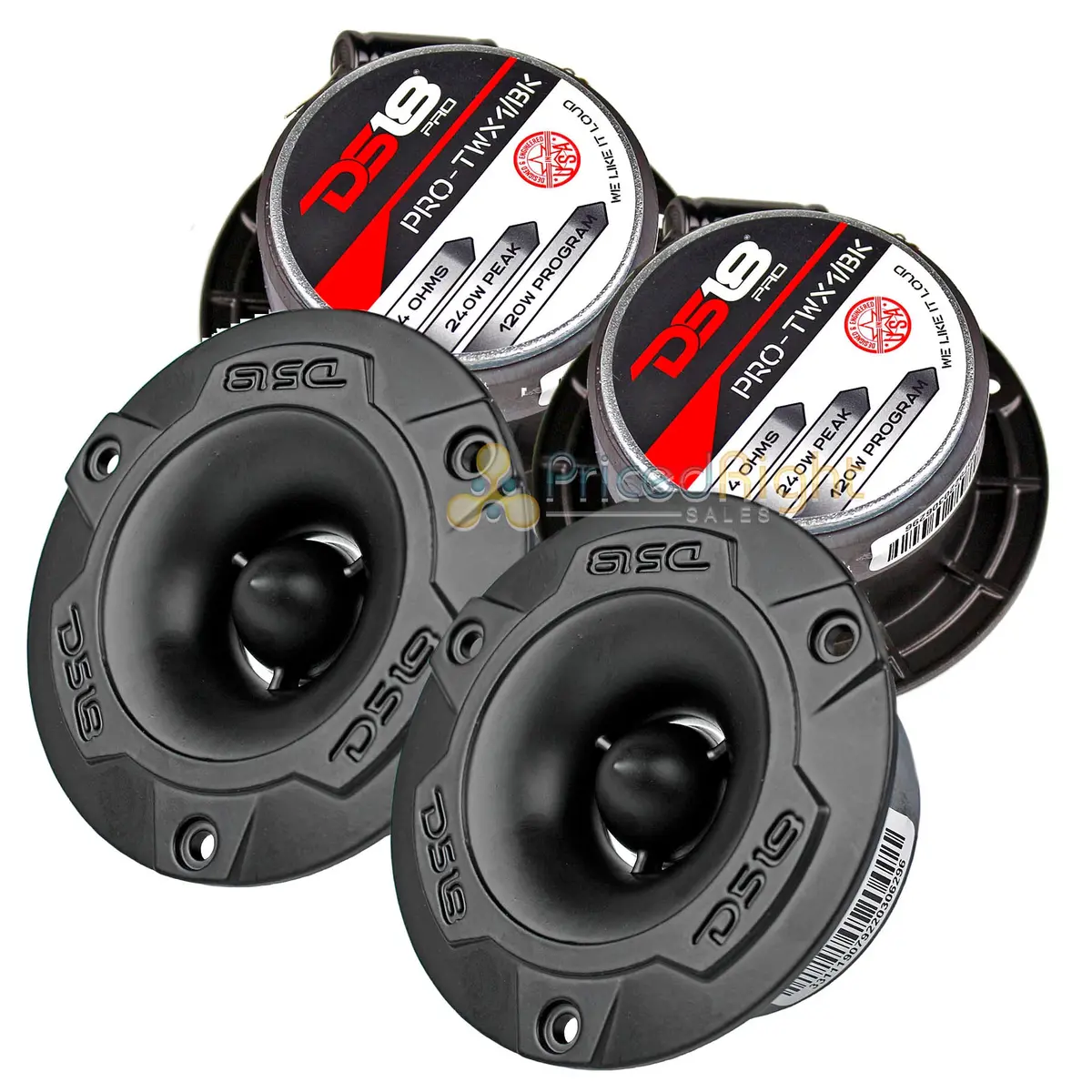 4 Ds18 Black Aluminum Super Bullet Tweeters 240W 4 Ohm Car Audio Pro-Twx1 1