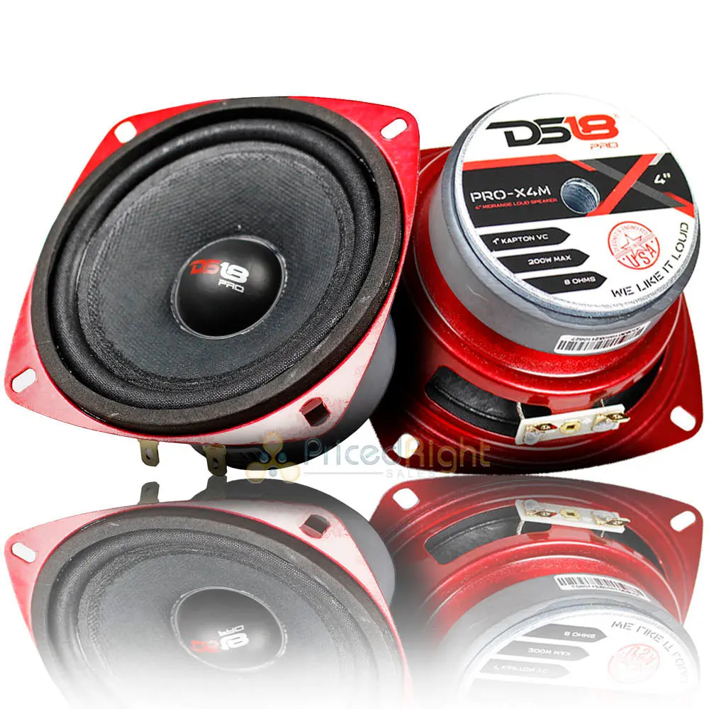 2 Pack Ds18 4" Midrange Loudspeaker 200 Watts Max/100W Rms Car Audio Pro-X4m 1