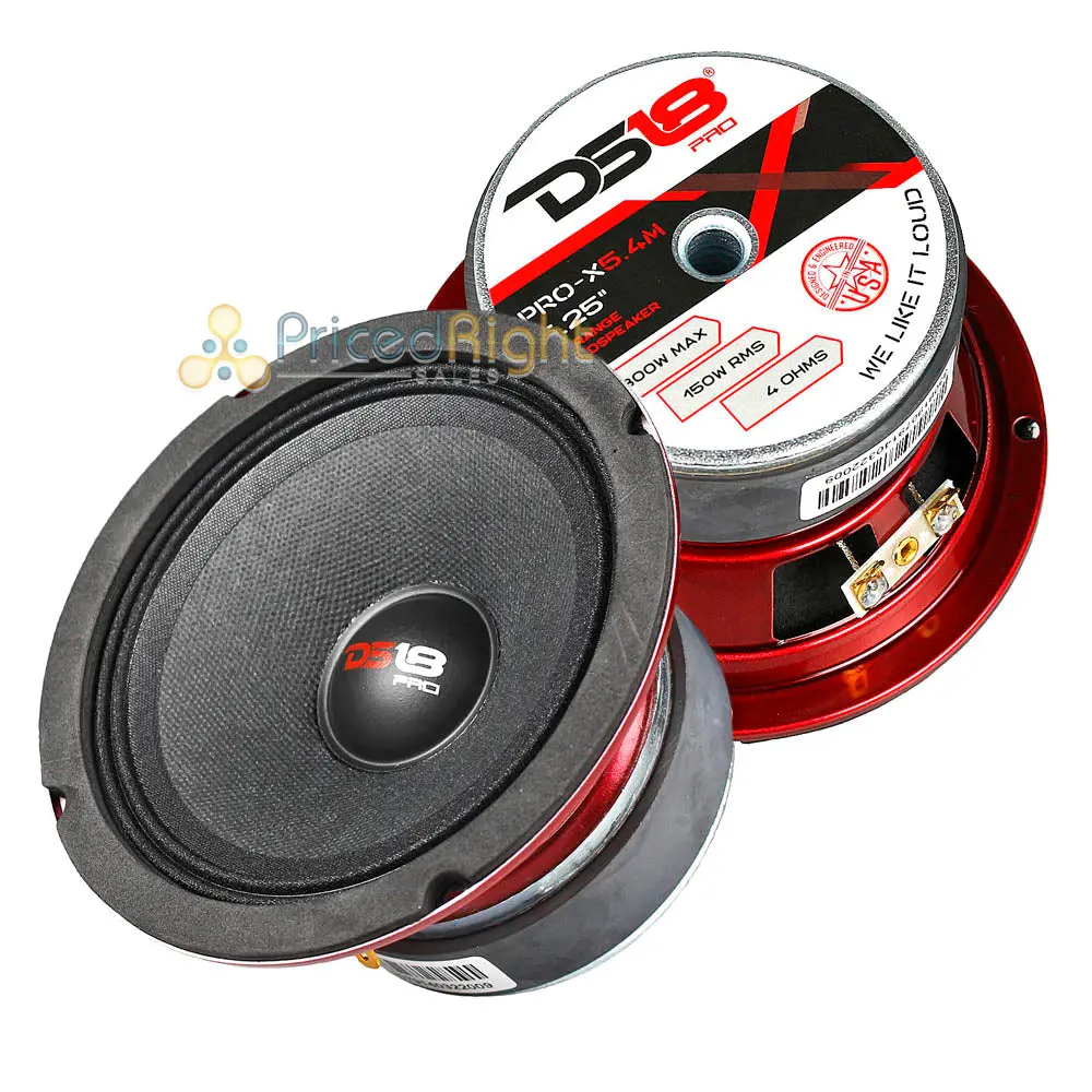 2 Pack Ds18 5.25" Midrange Speaker 300 Watts Max Power 4 Ohm Car Audio Pro-X5.4M 1