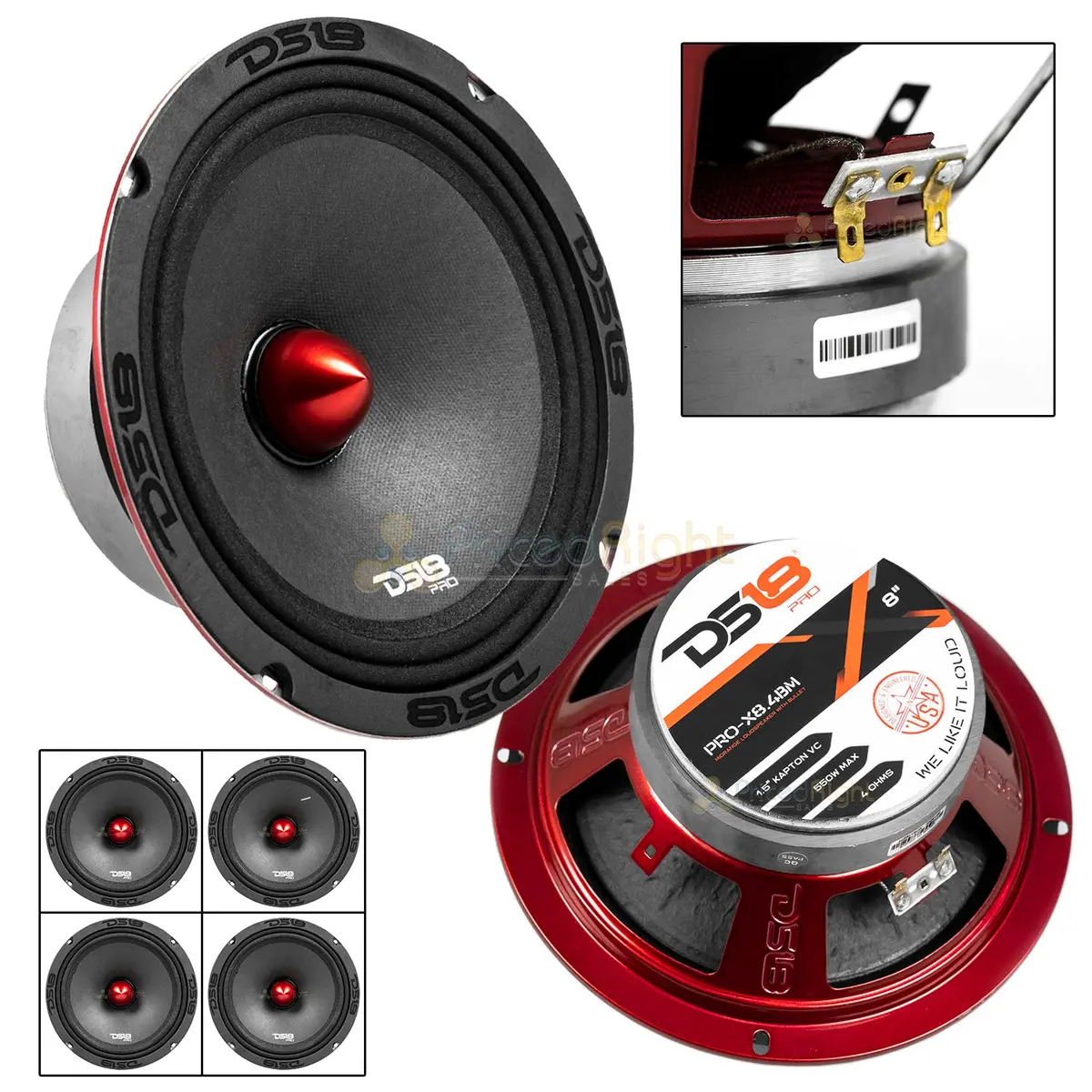 ﻿4 ﻿﻿Ds18 Pro-X8.4Bm 8" Bullet Speakers 550W 4 Ohm Loudspeakers Midrange 2 Pair 1