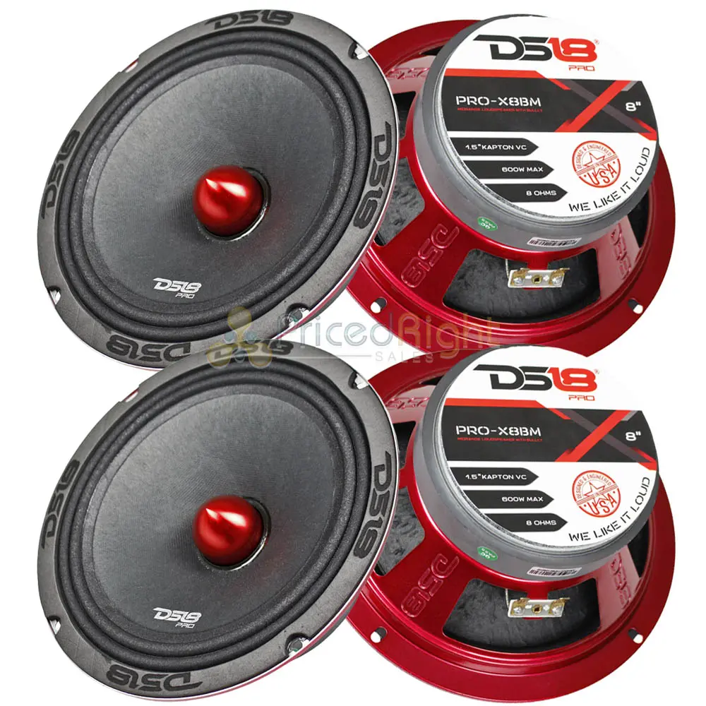 4 Ds18 Pro-X8bm 2400W Max 8" Midrange Speakers Loudspeaker With Bullet 8 Ohm 1