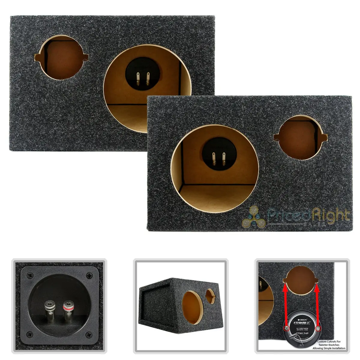 6.5" Midrange And Tweeter Car Speaker Box Universal Enclosures Sealed 2 Pack 1