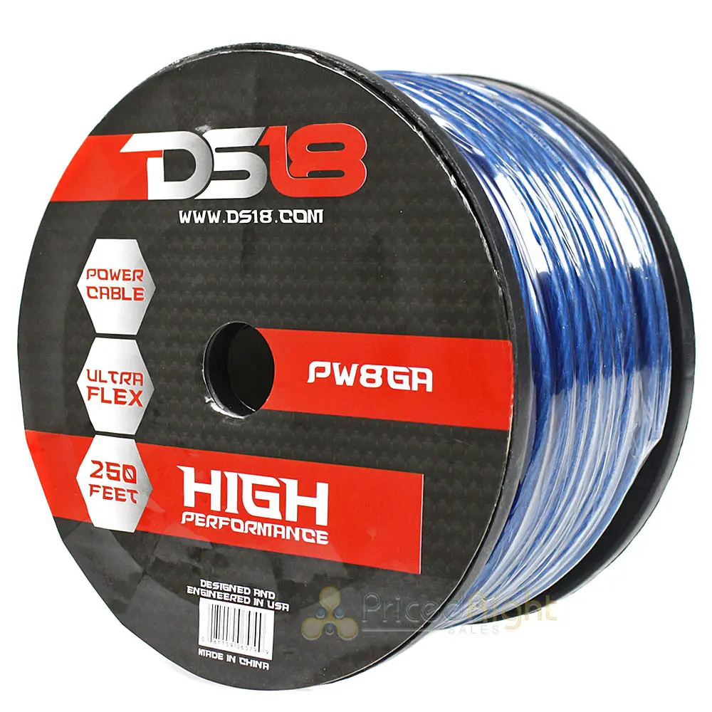 Ds18 8 Gauge Power Cable 250 Ft Spool Blue Ultra Flex Cca Wire Pw-8Ga-250Bl 1