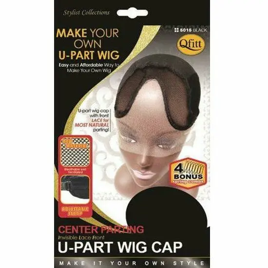 Qfitt: Center Parting Invisible Lace Front U-Part Wig Cap #5015 1