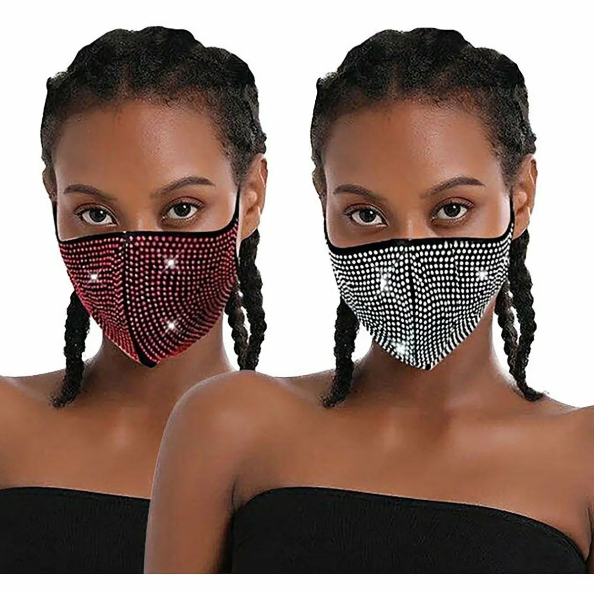 Stones And Studs Sparkle Rhinestone Reusable Face Masks 1
