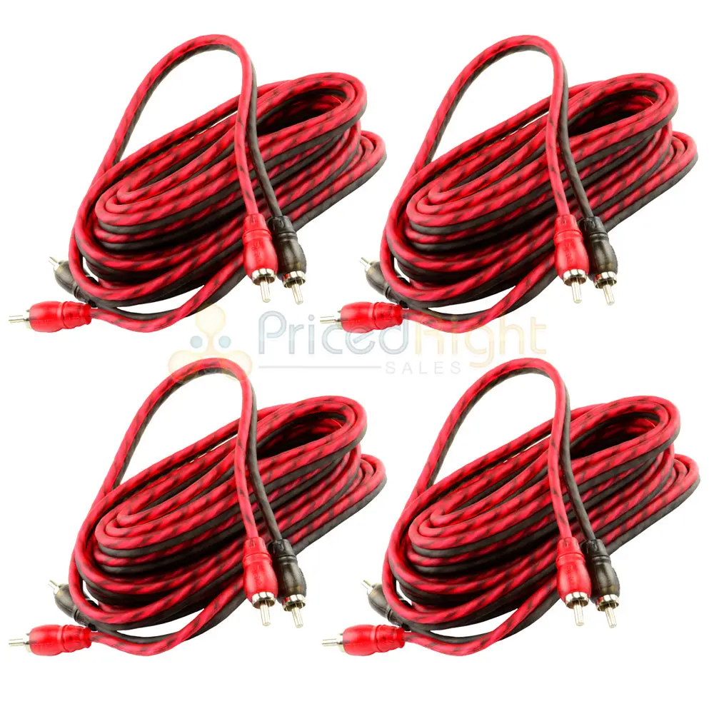 4 Pack Ds18 12' 2 Channel Shielded Twisted Premium Audio Interconnect Rca Cables 1
