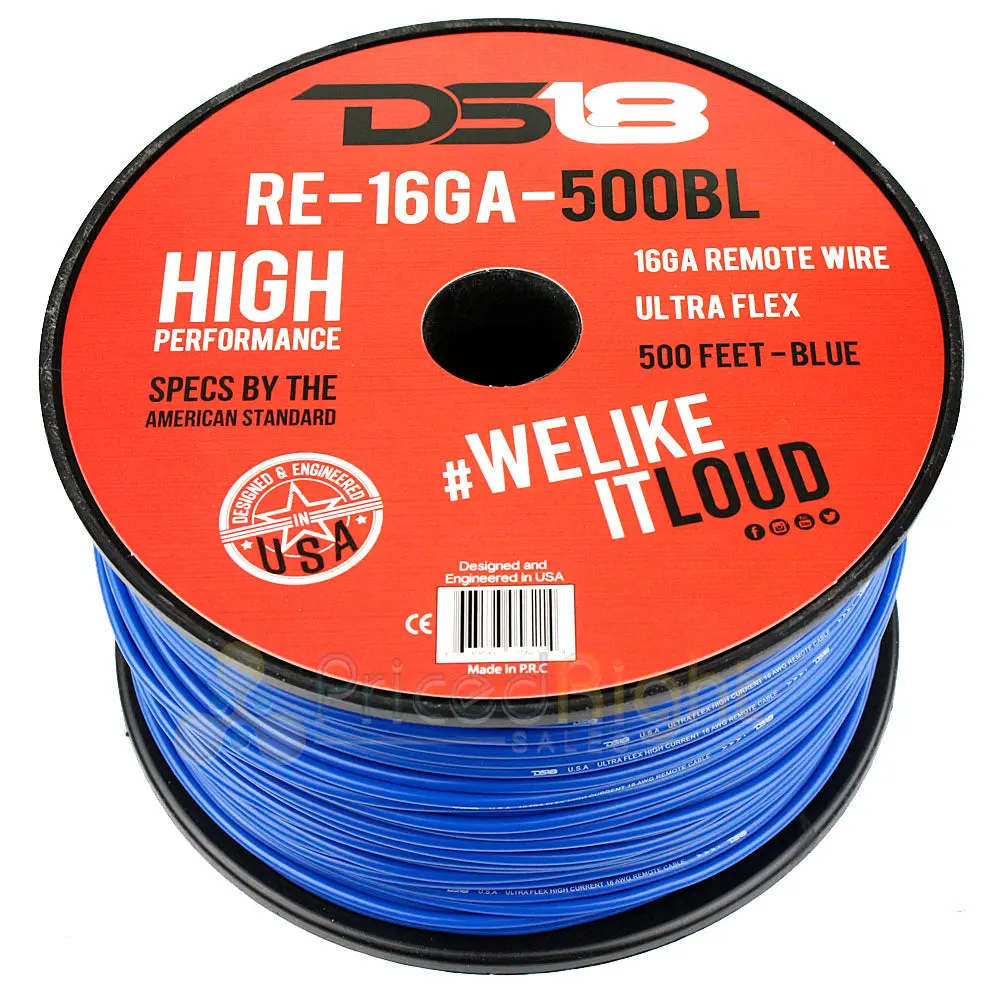 16 Gauge 500' Feet Blue Primary Remote Wire 12V Auto Wiring Cable Awg Ultra Flex 1