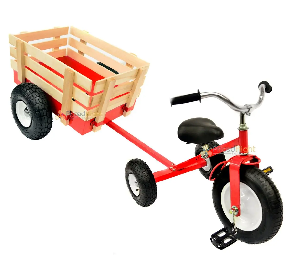 All Terrain Red Tricycle With Wagon Trike Set Pull Along Toy Outdoors Kids Pedal 1