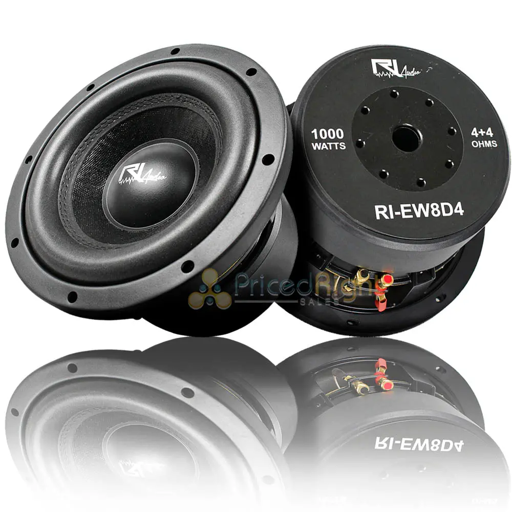 8" Ri Audio Subwoofer 1000W Peak Power Dual 4 Ohm Energy Series Car Audio 2 Pack 1
