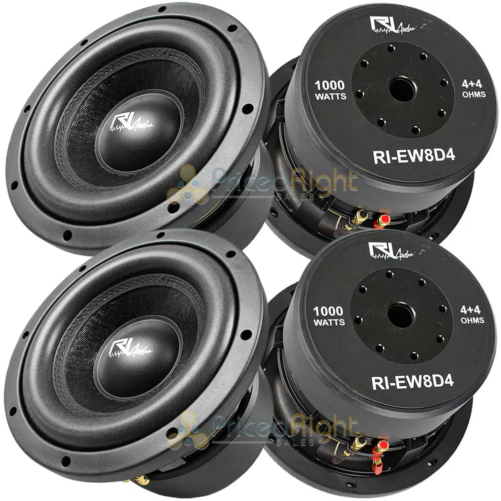 (4) 8" Ri Audio Subwoofer 1000W Peak Power Dual 4 Ohm Energy Series Car Audio 1