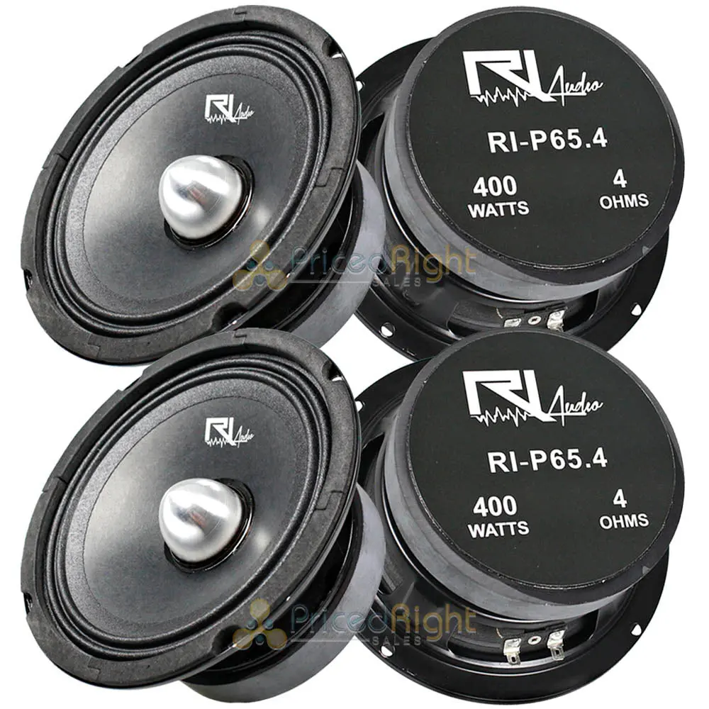 (4) Ri Audio 6.5" Midrange Bullet Speaker 400W Peak Power 200W Rms 4 Ohm 1