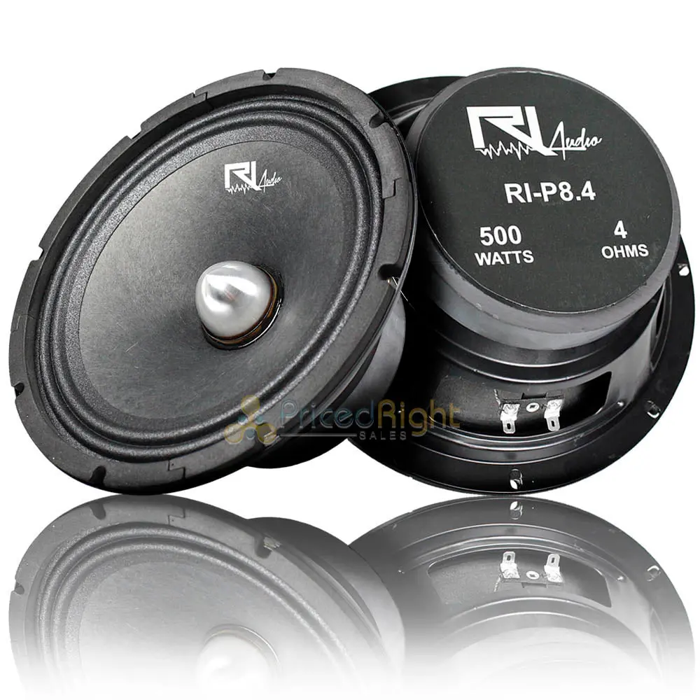 (2) Ri Audio 8" Midrange Speaker 500 Watts Peak 250 Watts Rms 4 Ohm Car Audio 1