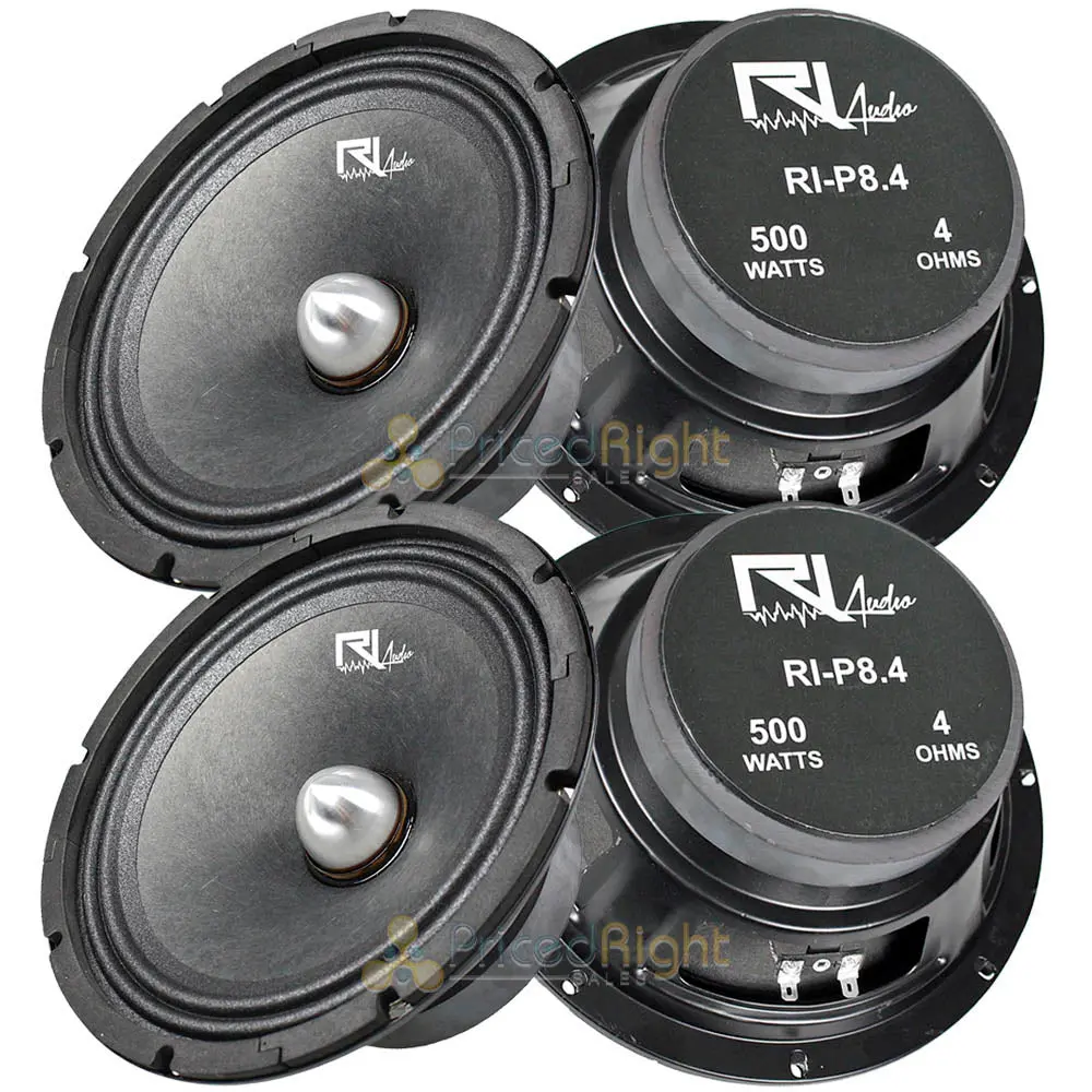(4) Ri Audio 8" Midrange Speakers 500 Watts Peak 250 Watts Rms 4 Ohm Car Audio 1