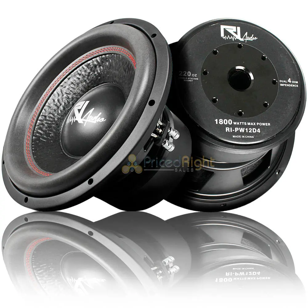 (2) 12" Ri Audio Subwoofer 1800 Watts Max Dual 4 Ohm Energy Series Car Audio 1