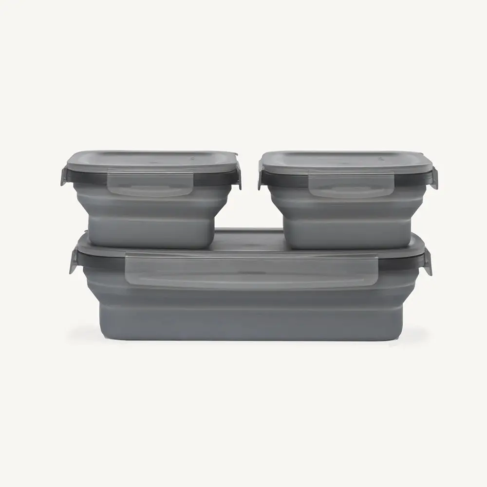 Dripez Secondz Collapsible Food Storage 3 Pack Charcoal Scndz-3Pk-1-Ch 1