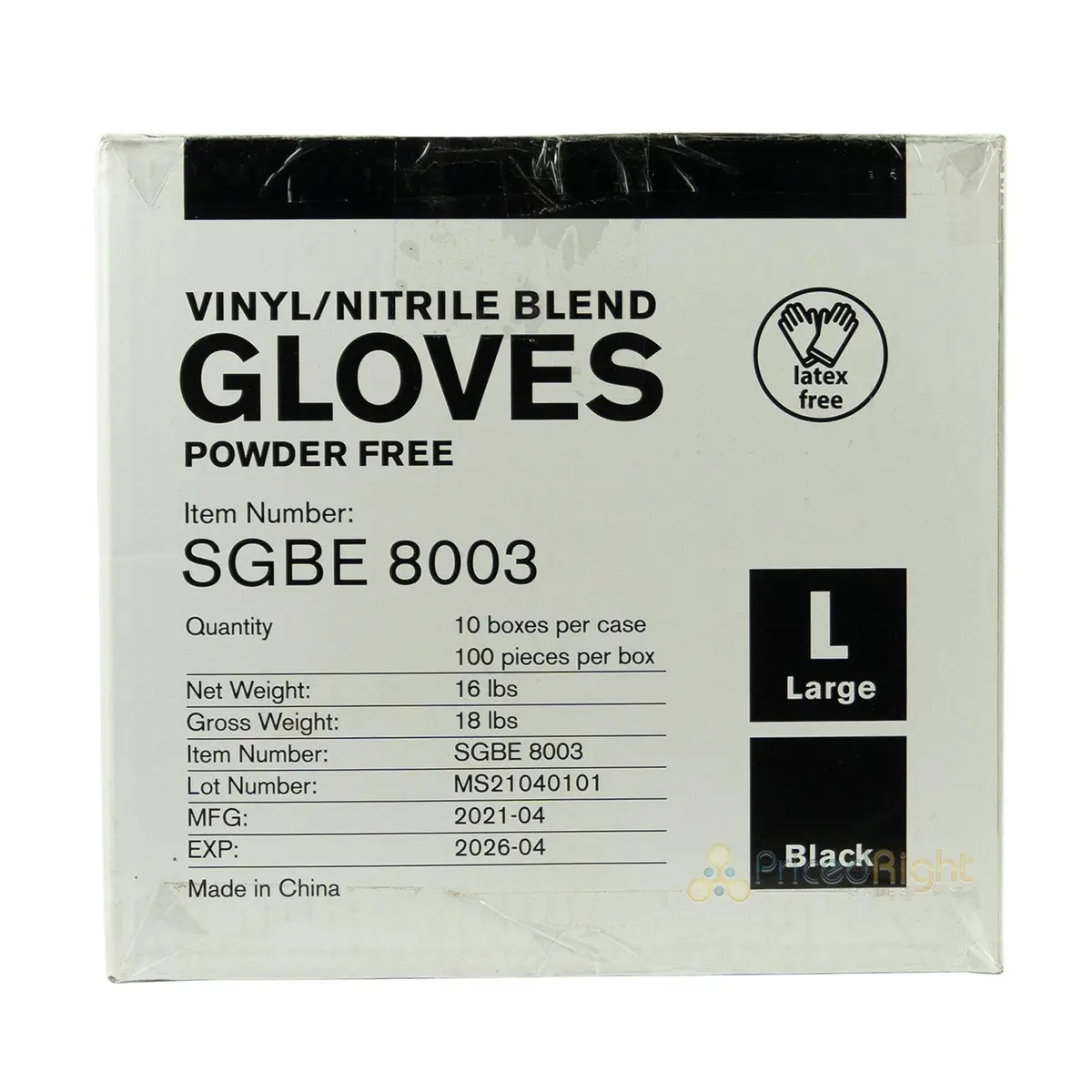10 Pack Large Vinyl And Nitrile Gloves 1,000 In A Case Powder And Latex Free 1