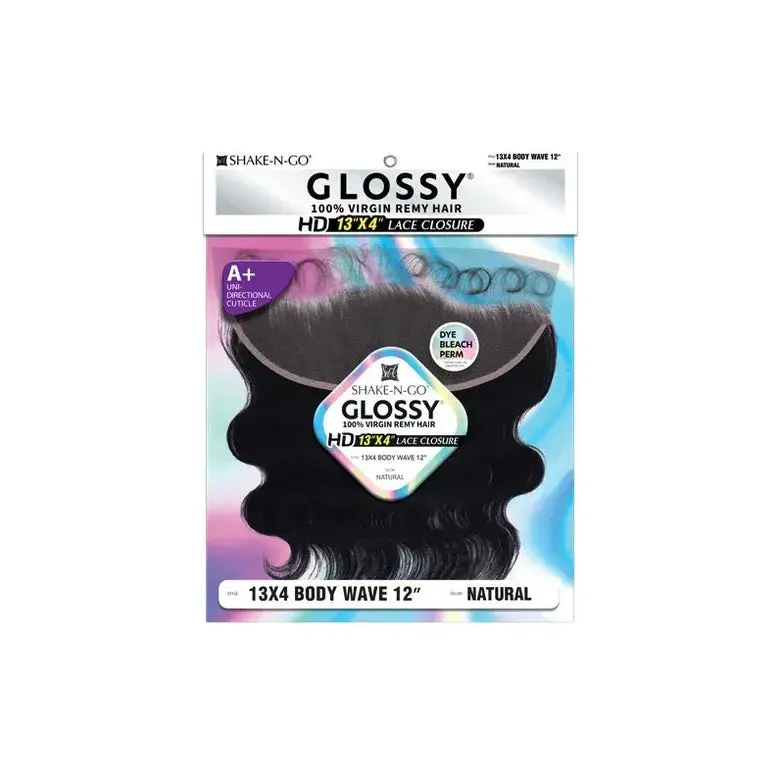 Shake N' Go: Glossy 13X4 Body Wave Lace Closure 12" 1