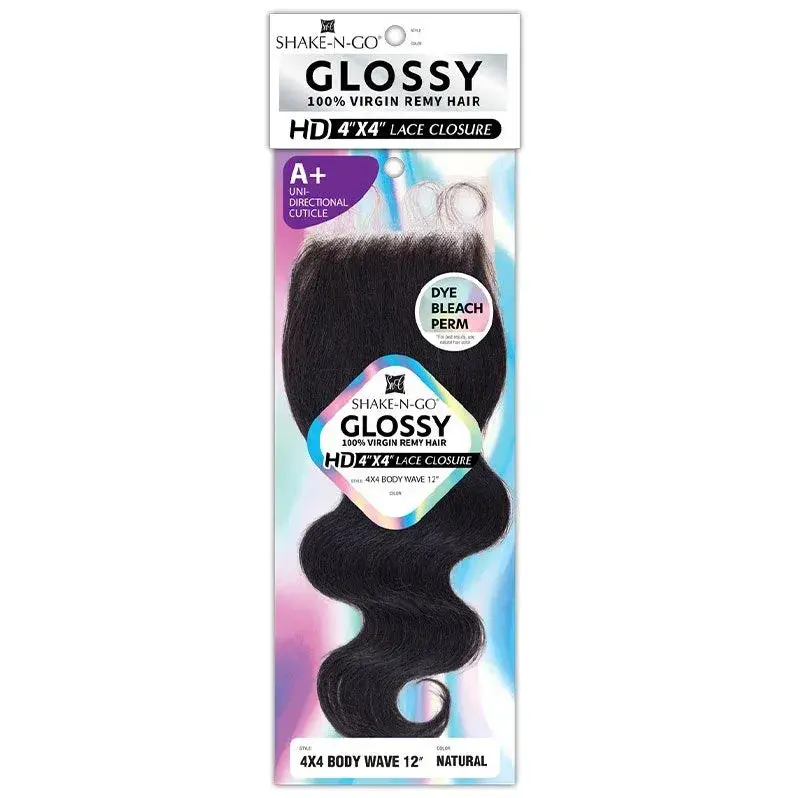 Shake N' Go: Glossy 4X4 Body Wave Lace Closure 12" 1