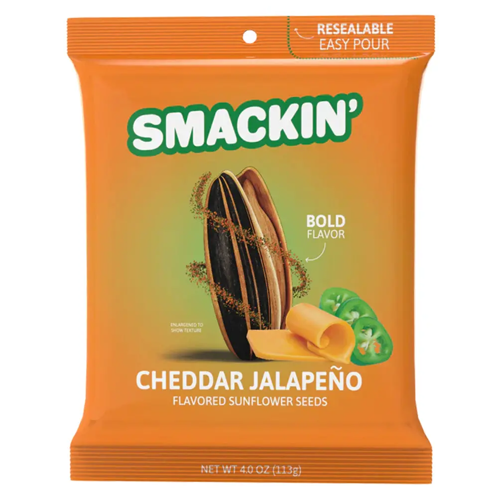 Smackin'  Cheddar Jalapeno Sunflower Seeds 4Oz Keto Low Sodium American Made 1