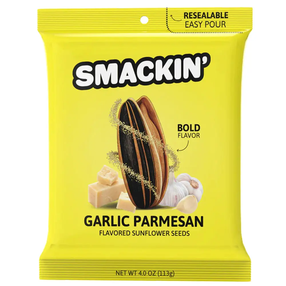 Smackin' Garlic Parmesan Sunflower Seeds 4Oz Keto American Made Low Sodium 1