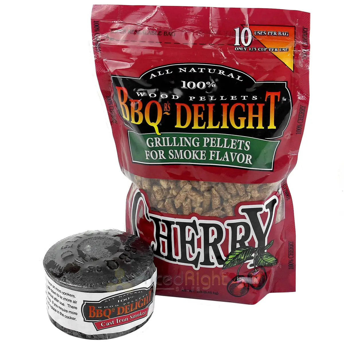 Bbqr's Delight Cast Iron Smoker Pot Wood Pellet Smoke Bbq With 1Lb Cherry Wood 1