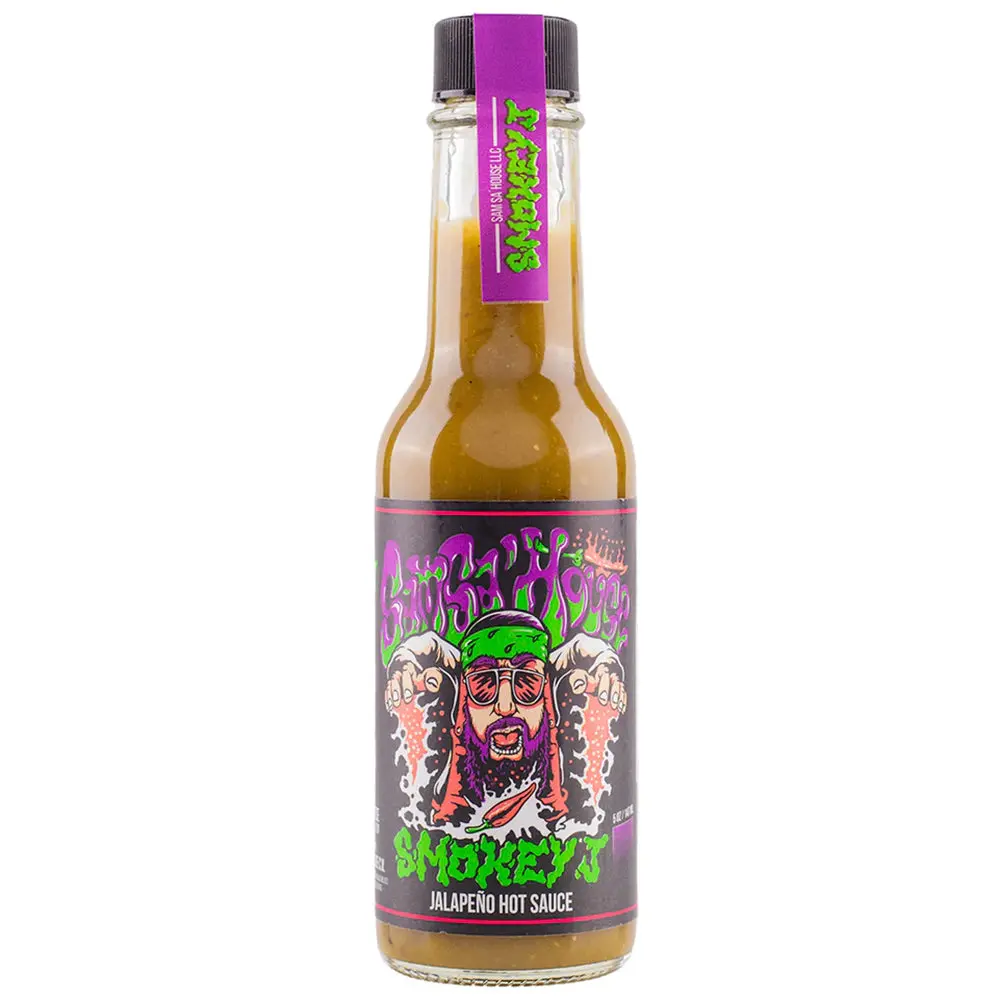 Smokey J Jalapeno Hot Sauce Sam Sa'house 5 Oz 2/10 Heat Level Contains Agave 1