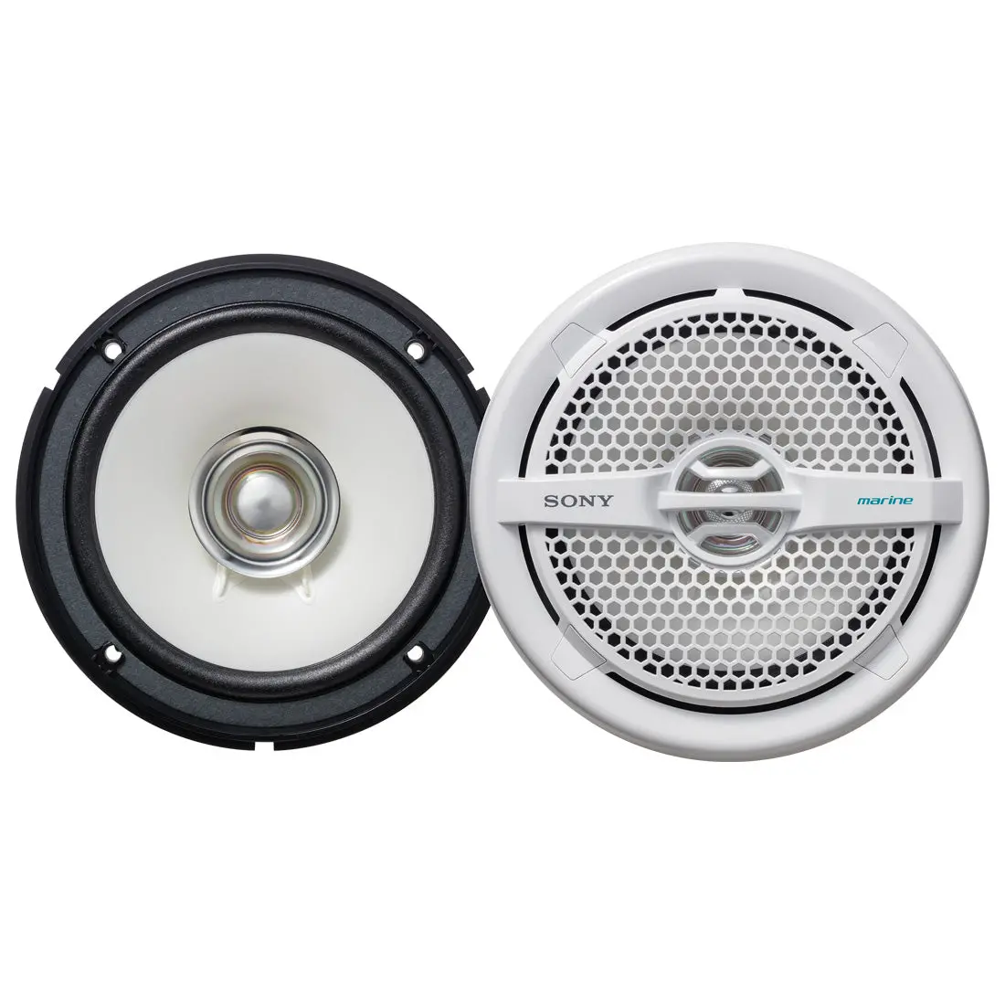 Sony 6.5" White Marine Powersports Dual Cone Speakers Pair 140W Peak Xs Mp1611 1