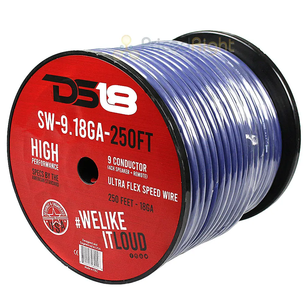 Ds18 250 Ft 9 Conductor Speed Wire 18 Gauge Cca Color Coded Blue Flexible Casing 1