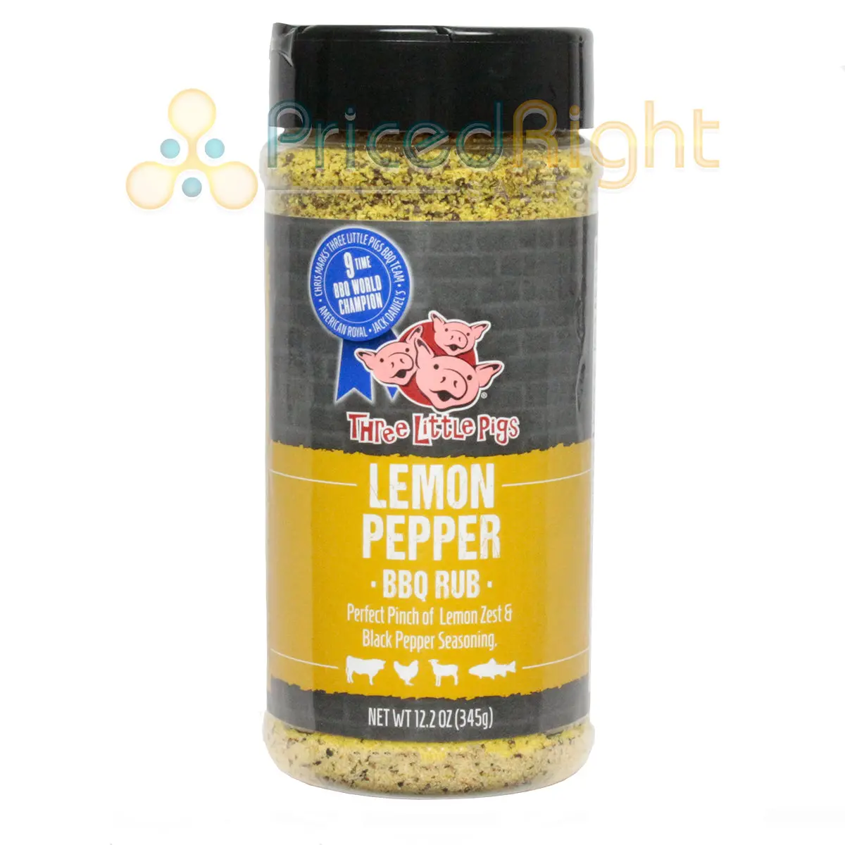 Three Little Pigs Lemon Pepper Bbq Rub Handcrafted Chicken Fish Veggies 12.2 Oz 1