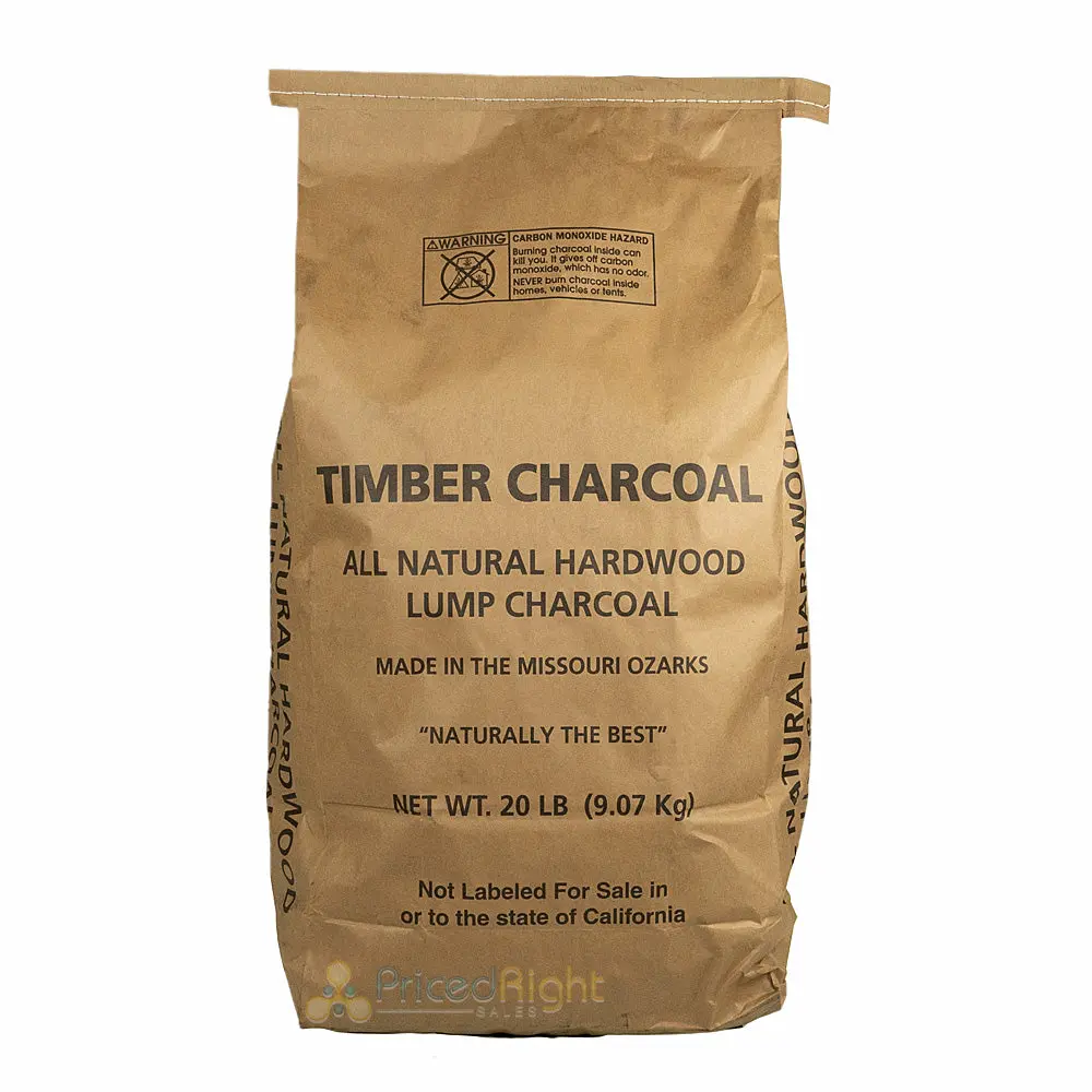 Timber Hardwood Lump Charcoal 20-Pound Bag Made Of Oak And Hickory Wood Pieces 1