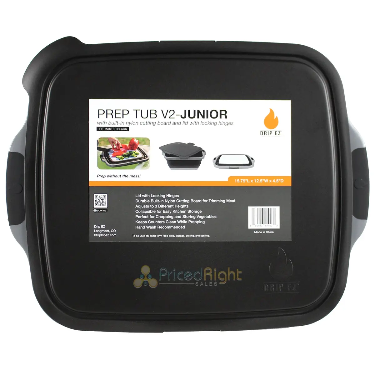 Drip Ez Jr Bbq Prep Tub W/ Locking Lid And Cutting Board Tubv2-Jr-1-Bl 1