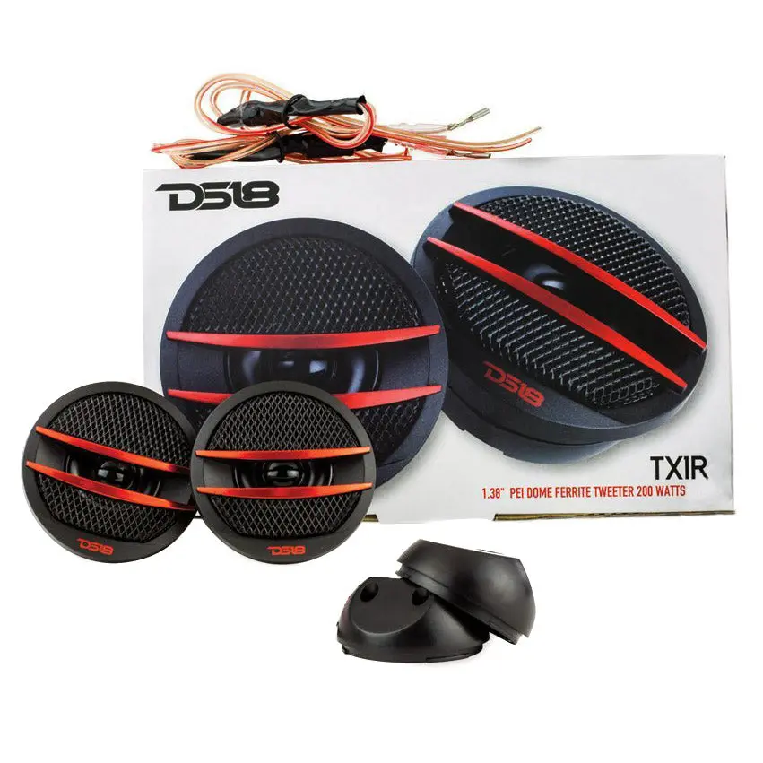 Ds18 Tx1r Dome Ferrite Tweeters 200 Watts Max 4 Ohm Set Of 2 Red Accents 1