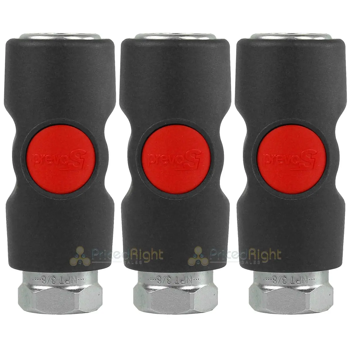3 Pack Prevost Truflate 3/8" Safety Air Coupler 3/8" Fnpt Push Button Automotive 1